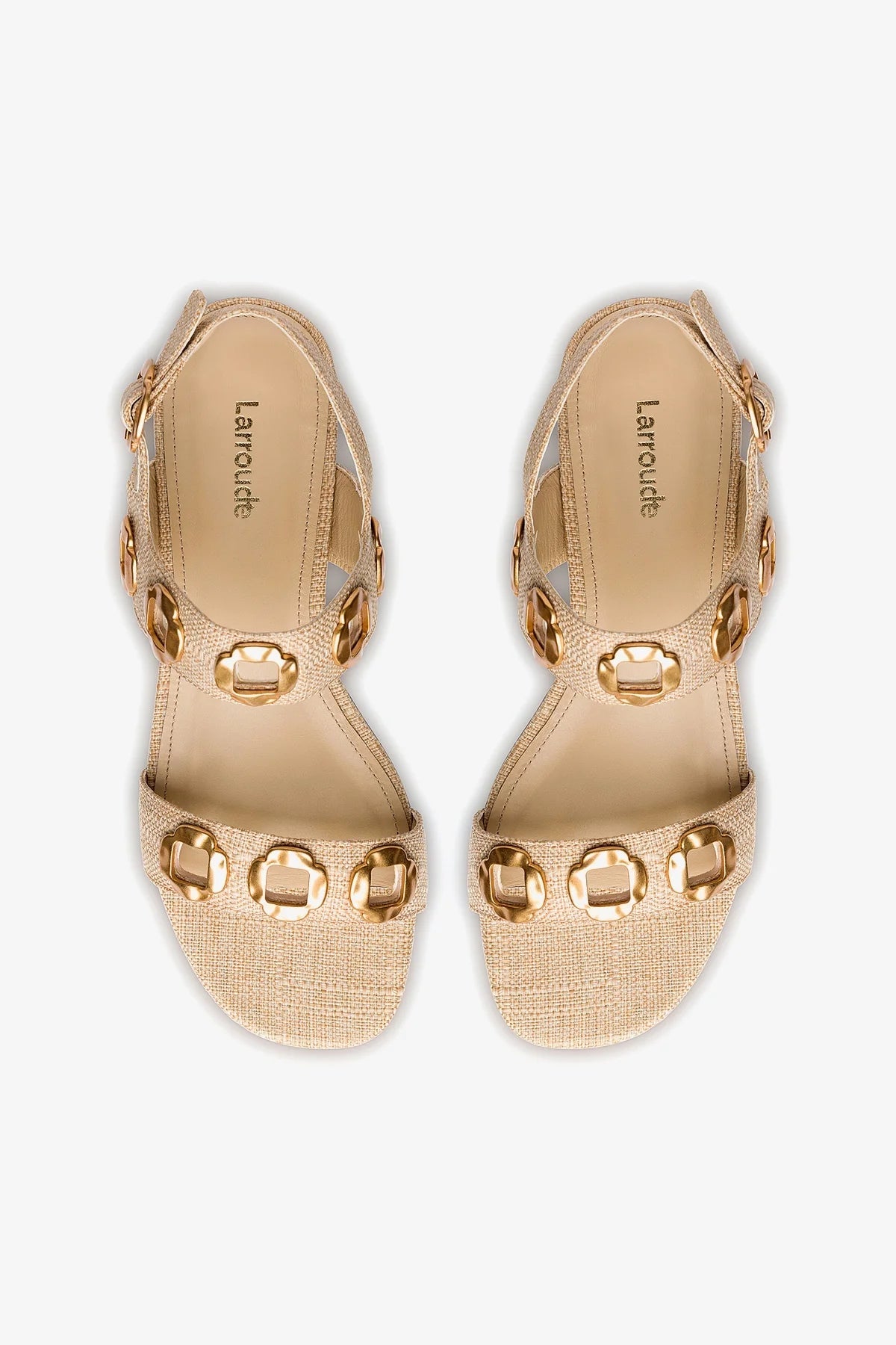 Milan Flat Sandal In Beige Raffia - Larroude
