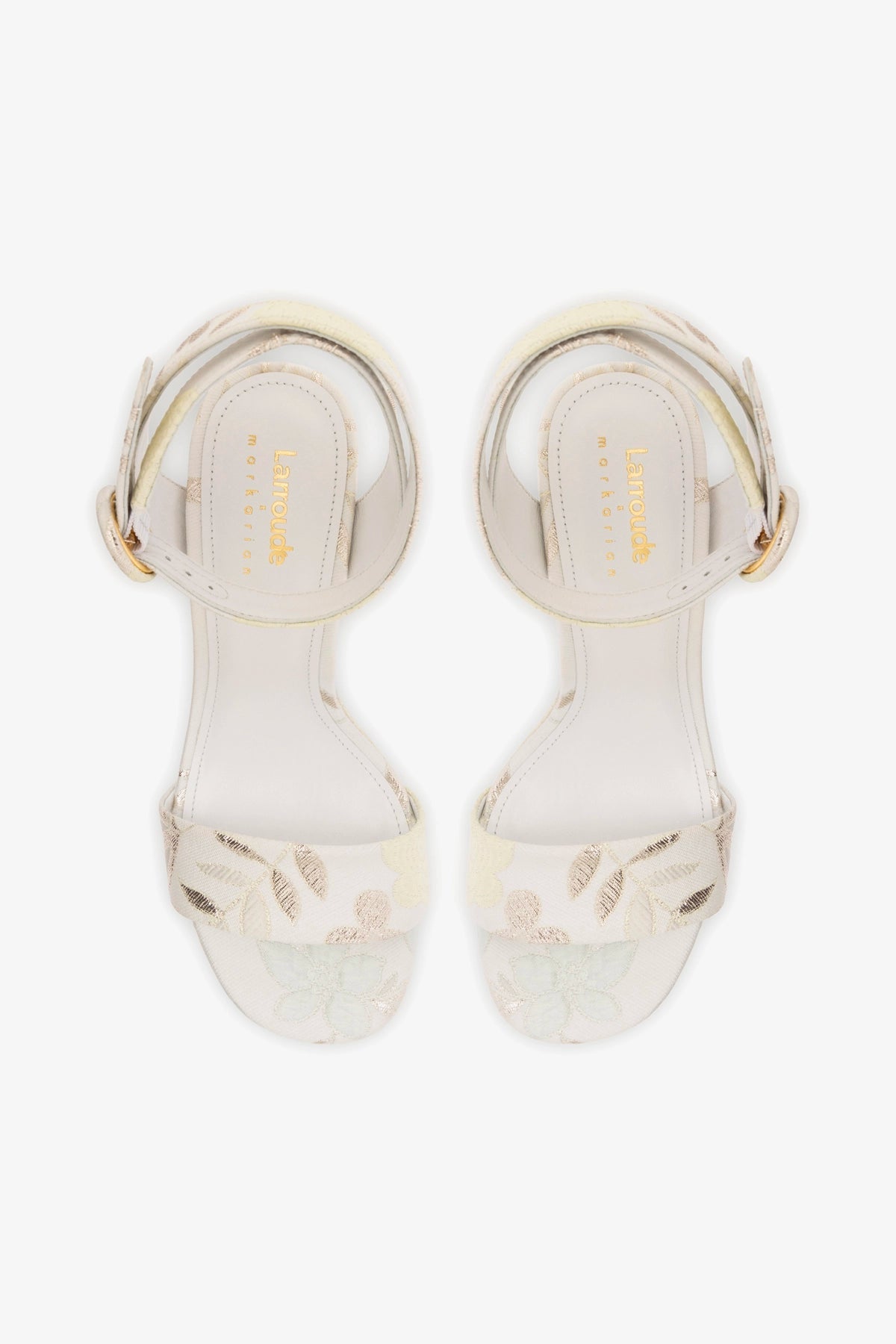Larroudé x Markarian Dolly Sandal In Yvette Ivory Brocade - Larroude