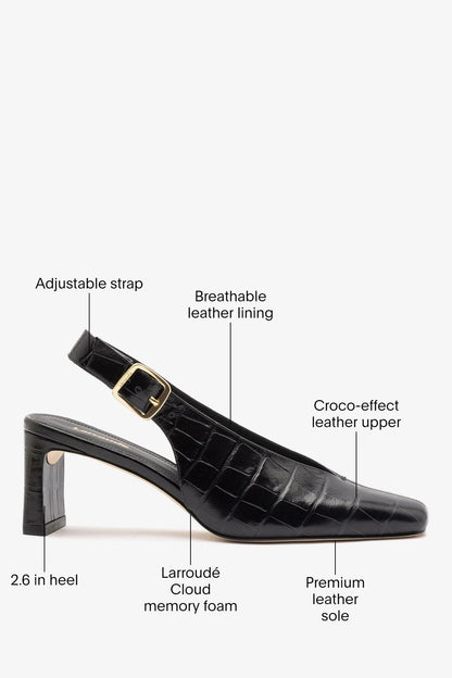 Katie Pump Black Crocodile-Embossed Patent - Larroude