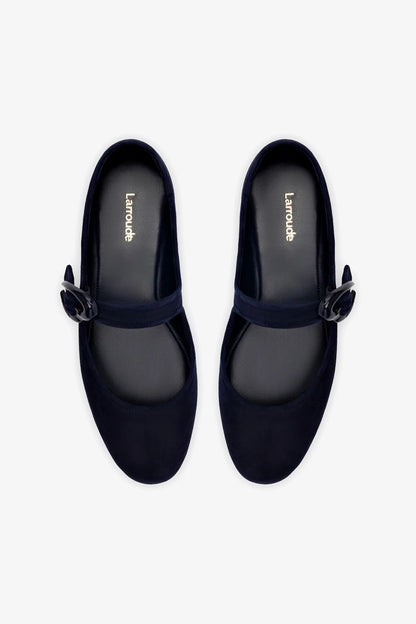 Verona Ballet Flat In Navy Suede - Larroude