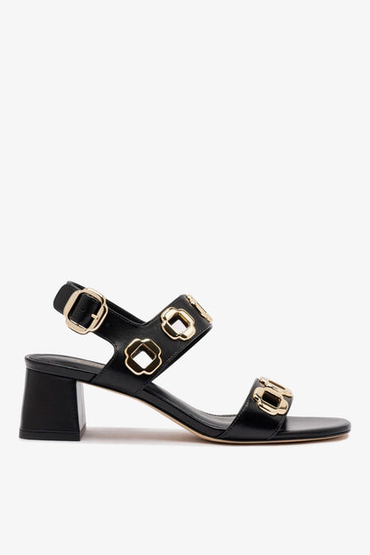Milan Sandal In Black Leather - Larroude
