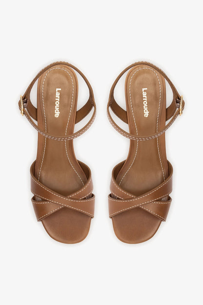 Bianca Low Sandal Caramel Leather - Larroude