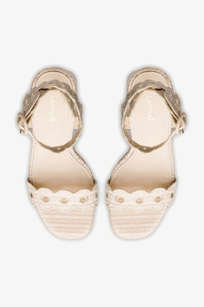 Dolly Broderie Sandal In Natural Raffia - Larroude
