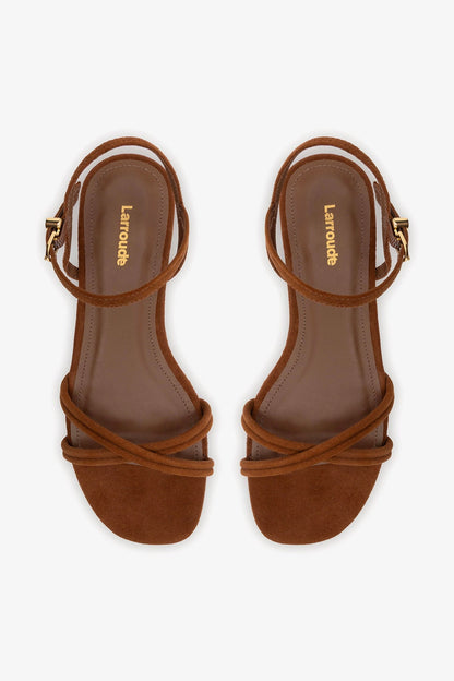 Annie Ankle Strap Sandal In Burnt Umber Leather - Larroude