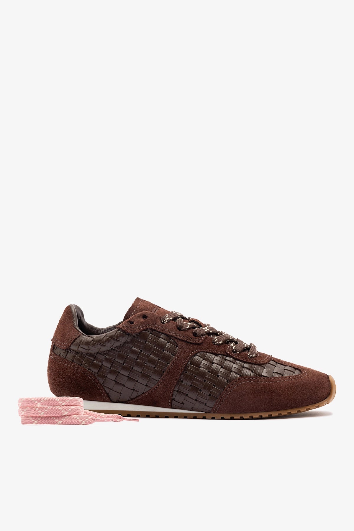 Stella Macrame Sneaker In Brown Leather and Suede - Larroude