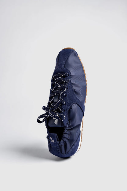 Stella Lite Sneaker In Navy Nylon and Suede - Larroude