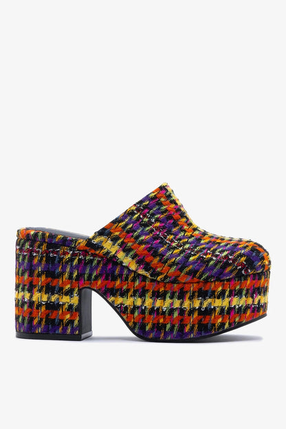 Miso Platform Clog Multicolor Printed Tweed - Larroude
