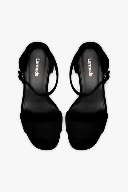 Dolly Sandal In Black Suede - Larroude