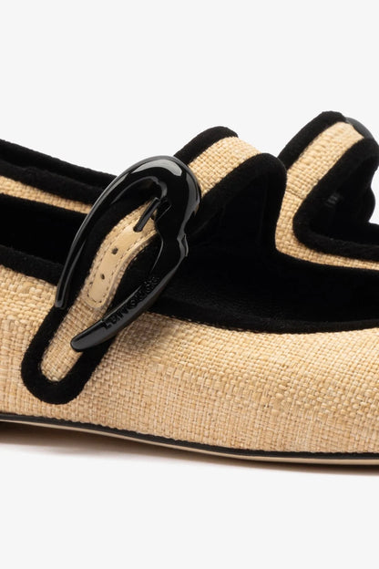 Verona Ballet Flat Beige Raffia - Larroude