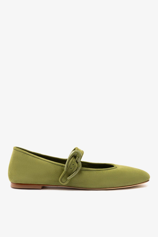 Verona Ballet Flat In Seaweed Suede - Larroude