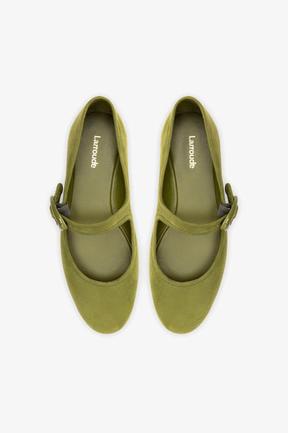 Verona Ballet Flat In Seaweed Suede - Larroude