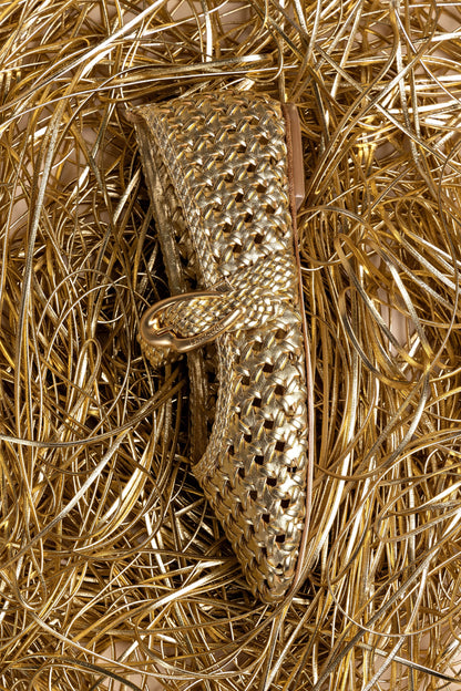Verona New Macrame In Gold Metallic Leather - Larroude