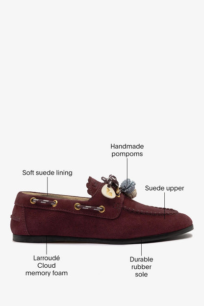 Cyprus Boat Shoe Burgundy Suede - Larroude