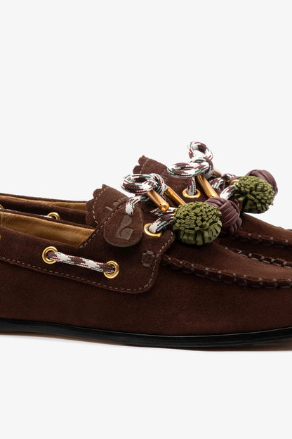 Cyprus Boat Shoe In Brown Suede - Larroude