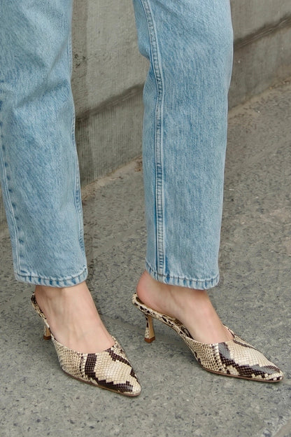 Carine Mule Neutral Snake Leather - Larroude