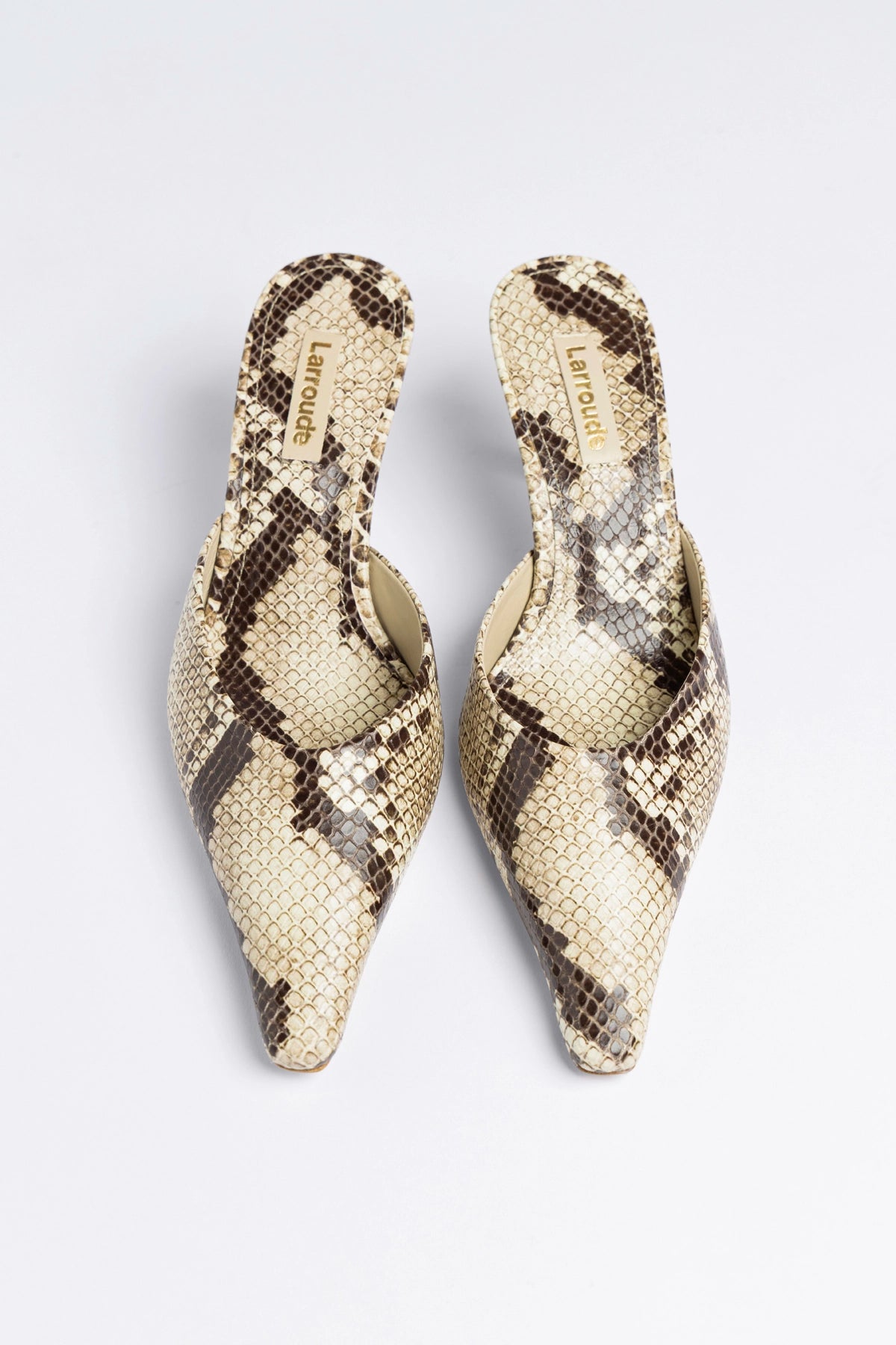 Carine Mule Neutral Snake Leather - Larroude