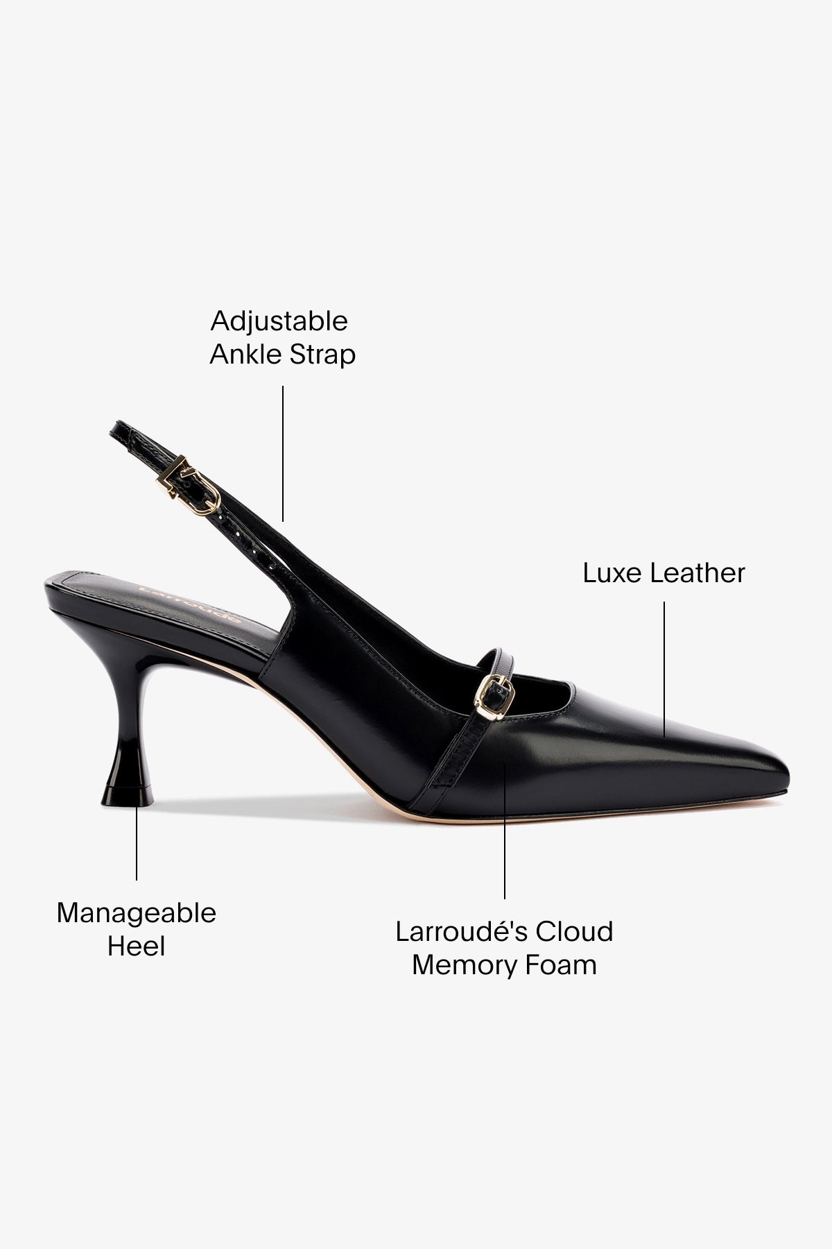 Ines Pump In Black Leather - Larroude