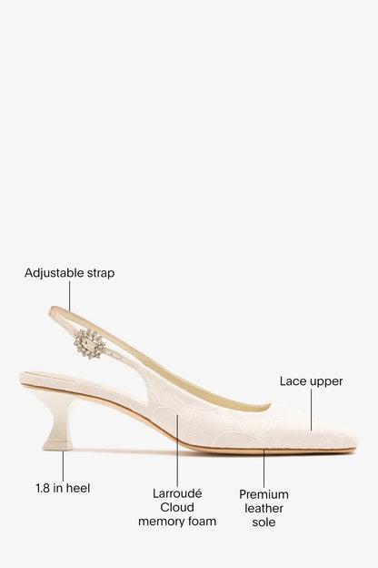 Larroudé x Markarian: Amal Pump White Lace - Larroude
