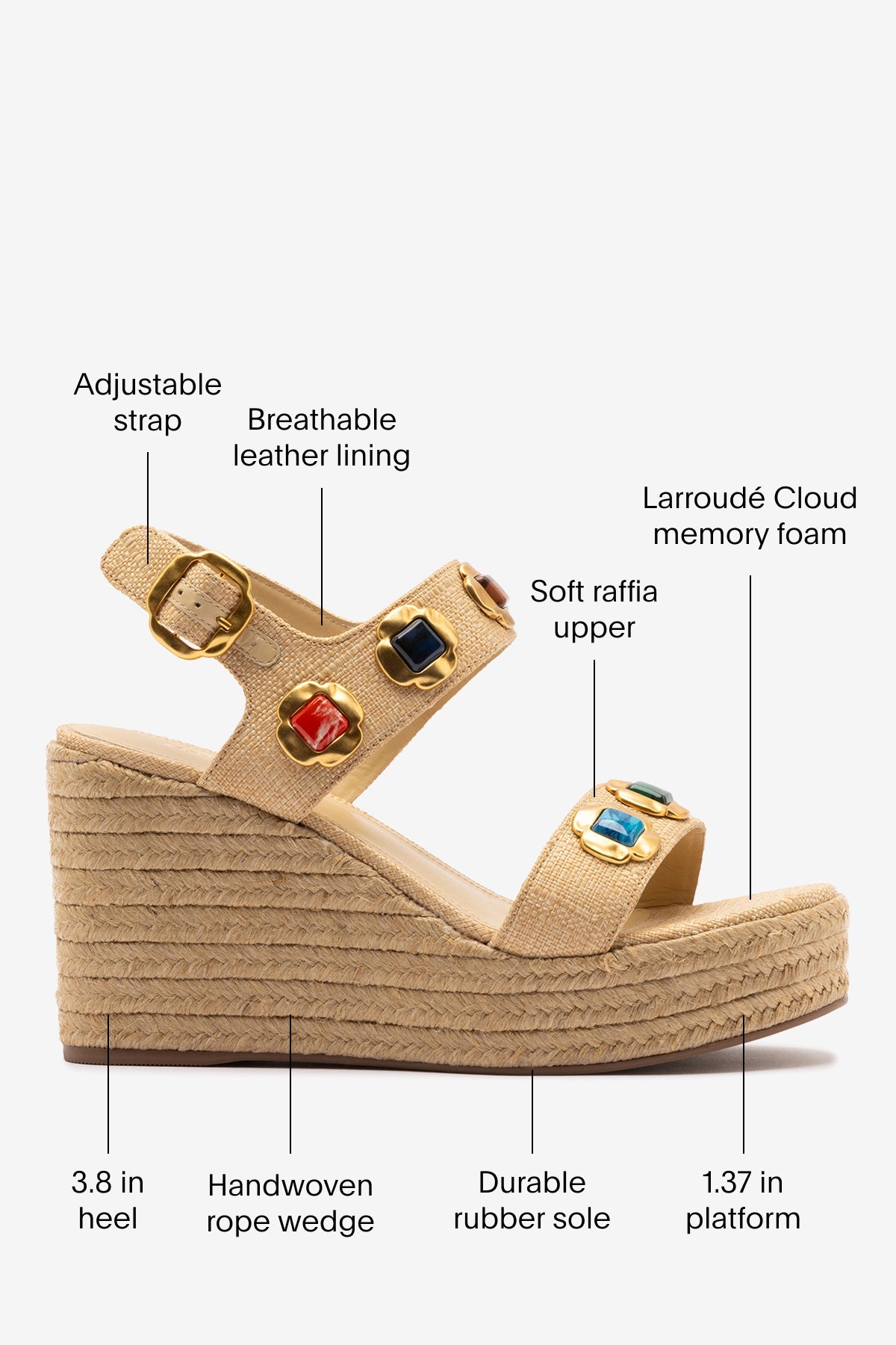 Milan Gioiello Espadrille In Beige Raffia - Larroude