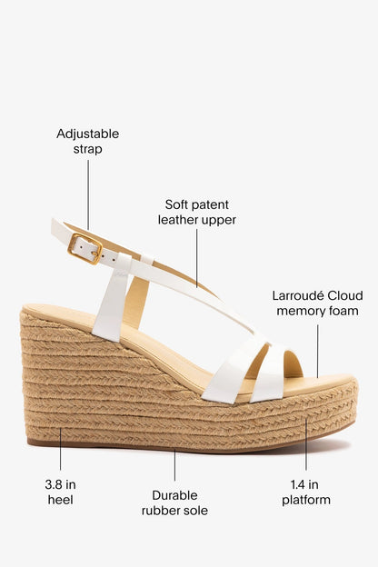 Daphne Espadrille Sandal White Patent Leather - Larroude