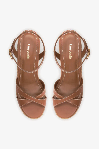 Bianca Espadrille Sandal Caramel Leather - Larroude