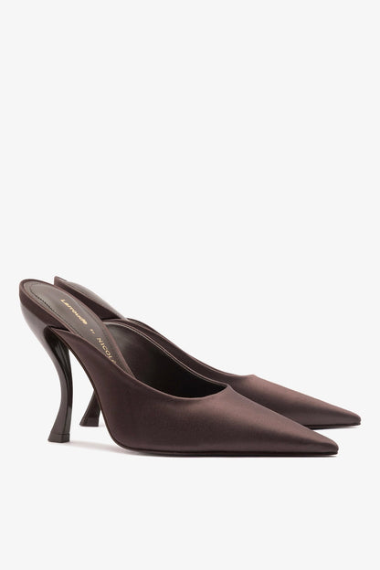 Larroudé x Nicolò B.: Inna Mule Mahogany Satin - Larroude
