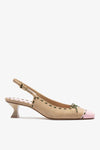 Beige Raffia and Tulip and Seaweed Leather