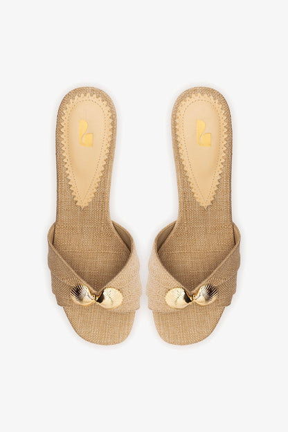 Coquile Mule Beige Raffia - Larroude