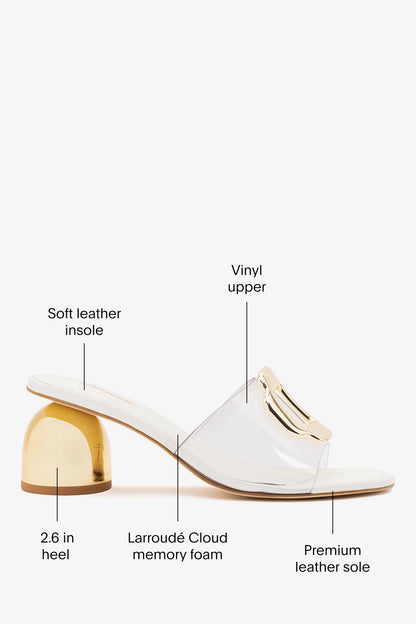 Margherita Clear Mule White Leather - Larroude