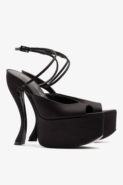 Larroudé x Nicolò B.: Lola Sandal Black Satin - Larroude