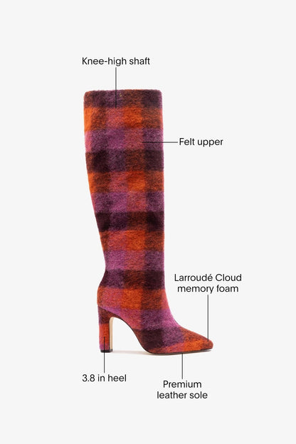 Cindy Hi Boot Plum Printed Felt - Larroude