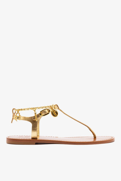 Gipsy Sandal In Gold Metallic Leather - Larroude
