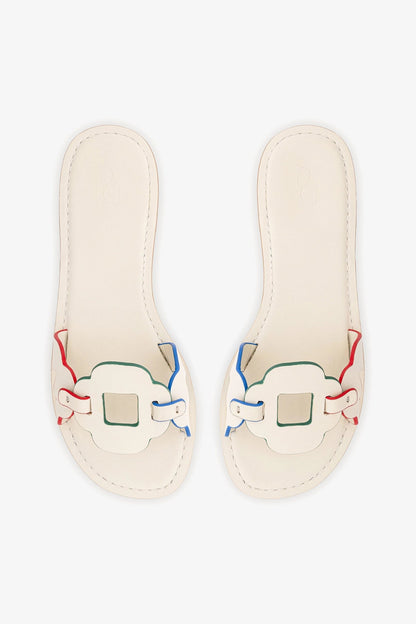 Margherita Slide In Ivory Leather - Larroude