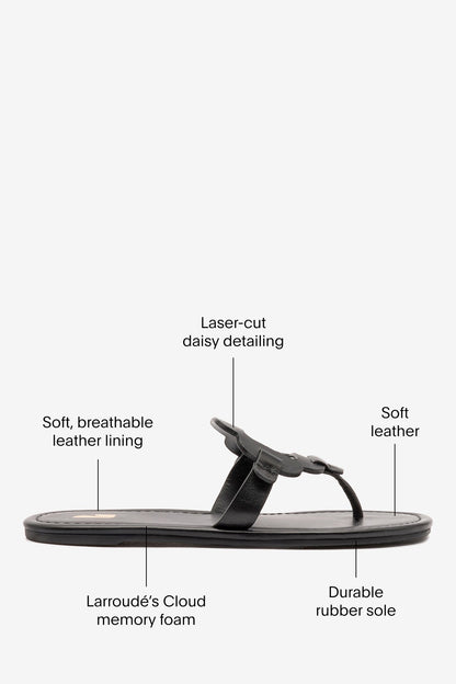Margherita Thong Sandal In Black Leather - Larroude