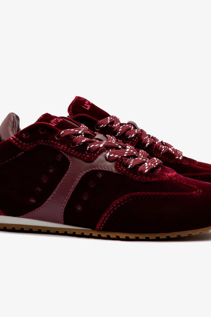 Stella Sneaker In Wine Velvet - Larroude