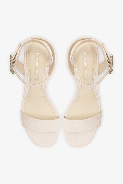 Larroudé x Markarian: Dolly Low Sandal White Lace - Larroude