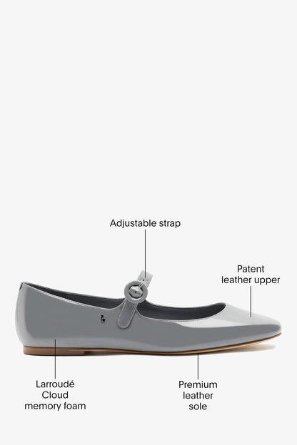 Blair Ballet Flat Titanium Patent Leather - Larroude