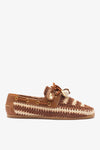 Caramel and Ivory Crochet and Caramel Leather