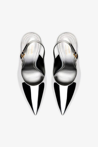 Larroudé x Altuzarra Pump In Silver Specchio - Larroude
