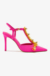 Magenta Fabric and Golden Balls