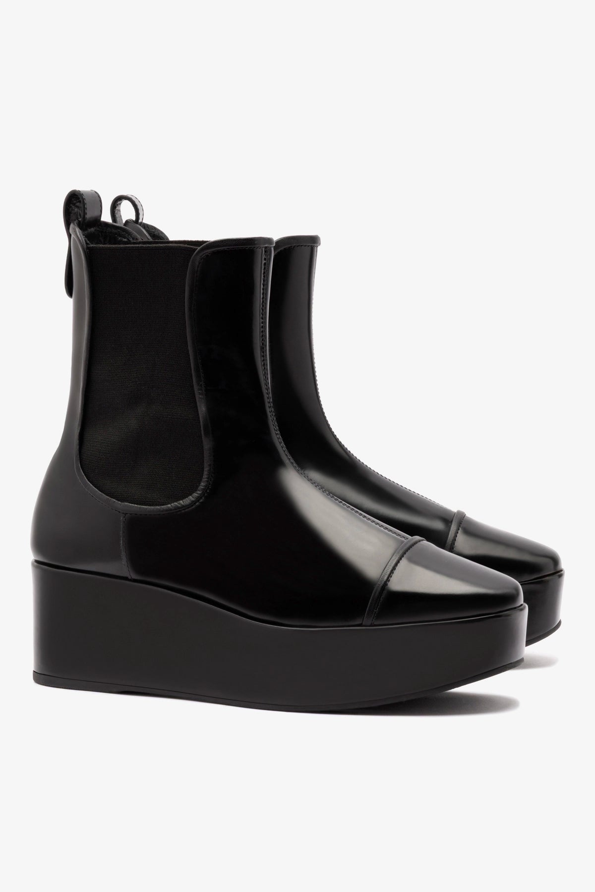 Dani Chelsea Flatform Boot In Black Box Leather - Larroude