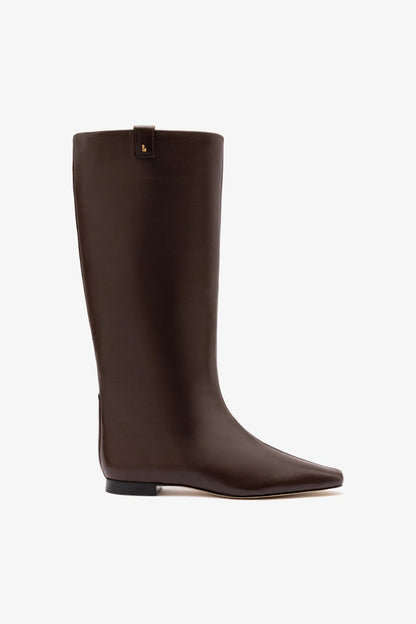 Alexis Flat Boot In Brown Leather - Larroude