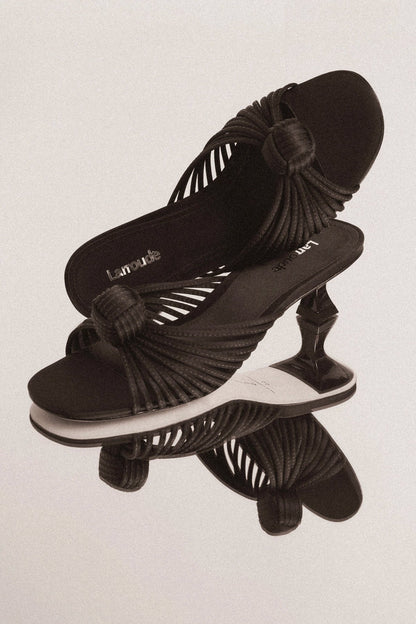 Valerie Mule Black Satin - Larroude