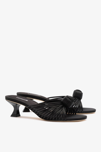 Valerie Mule Black Satin - Larroude