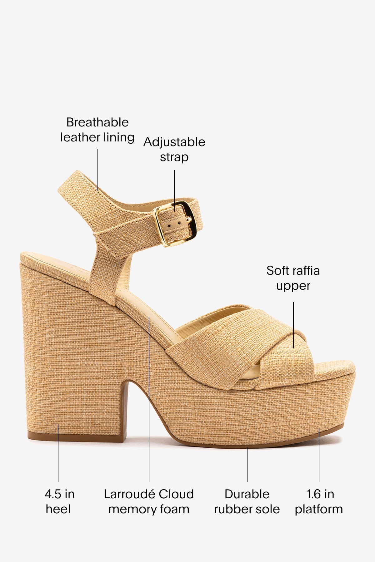 Cher Sandal In Beige Raffia - Larroude