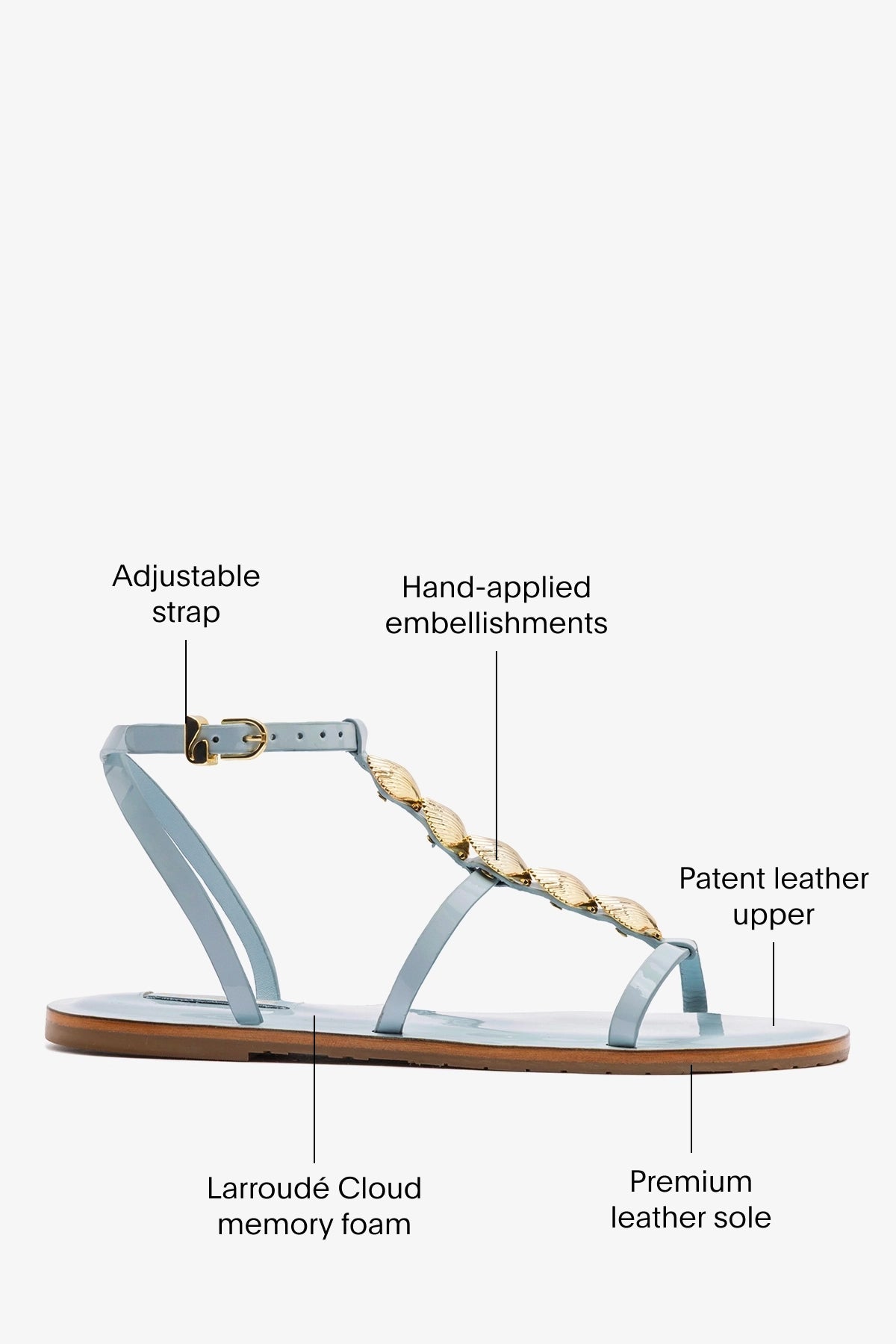 Coquile Flat Sandal Maya Patent Leather - Larroude