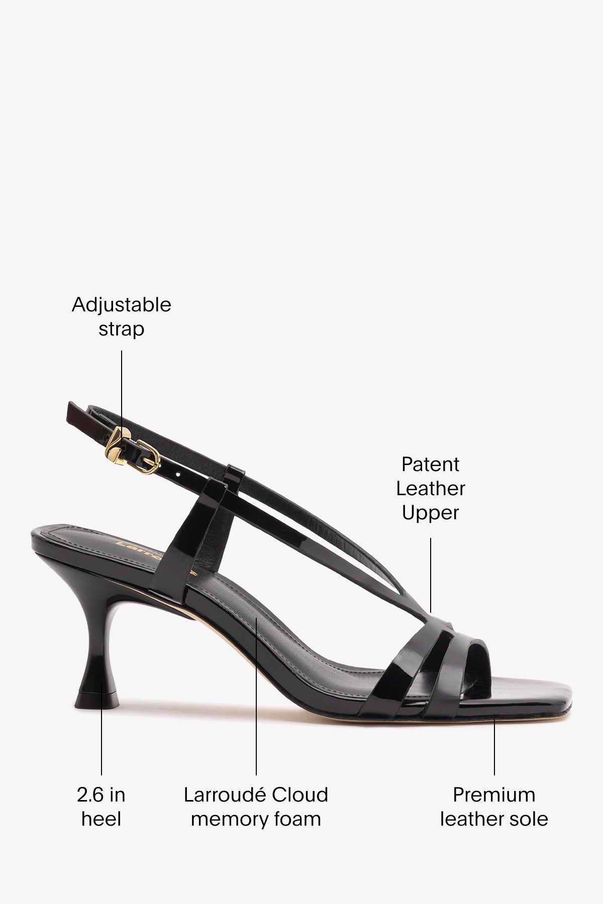 Daphne Sandal Black Patent Leather - Larroude