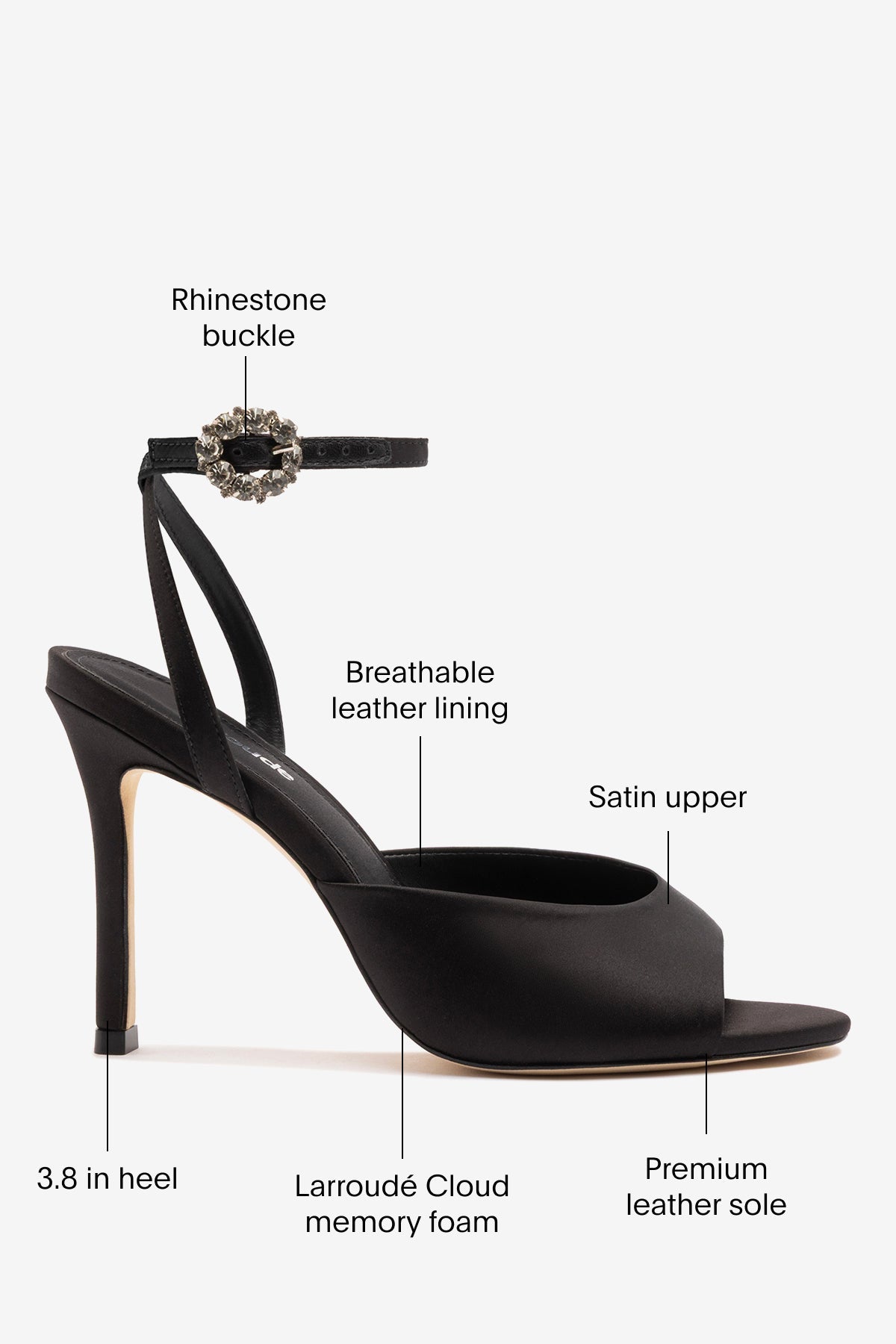 Jasmine Sandal Black Satin - Larroude