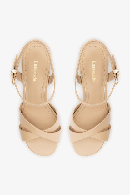 Bianca High Platform Sandal In Sand Leather - Larroude