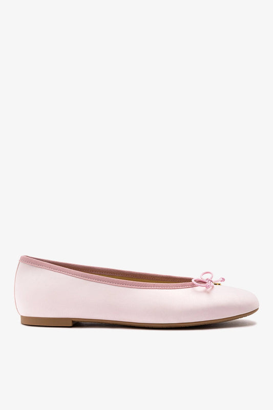Larroudé by Sheridan Cox: Pavlova Ballet Flat Strawberry Cream Satin - Larroude
